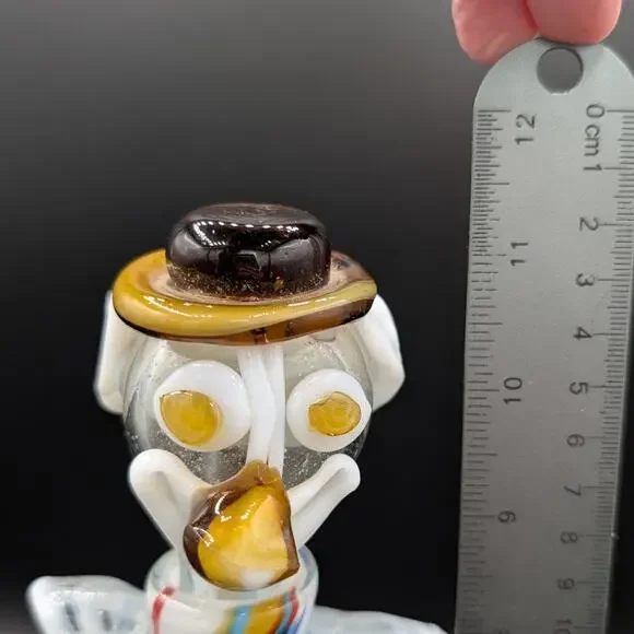 Vintage Art Glass Clown Decanter Hand Blown Barware Circus Bottle with Stopper